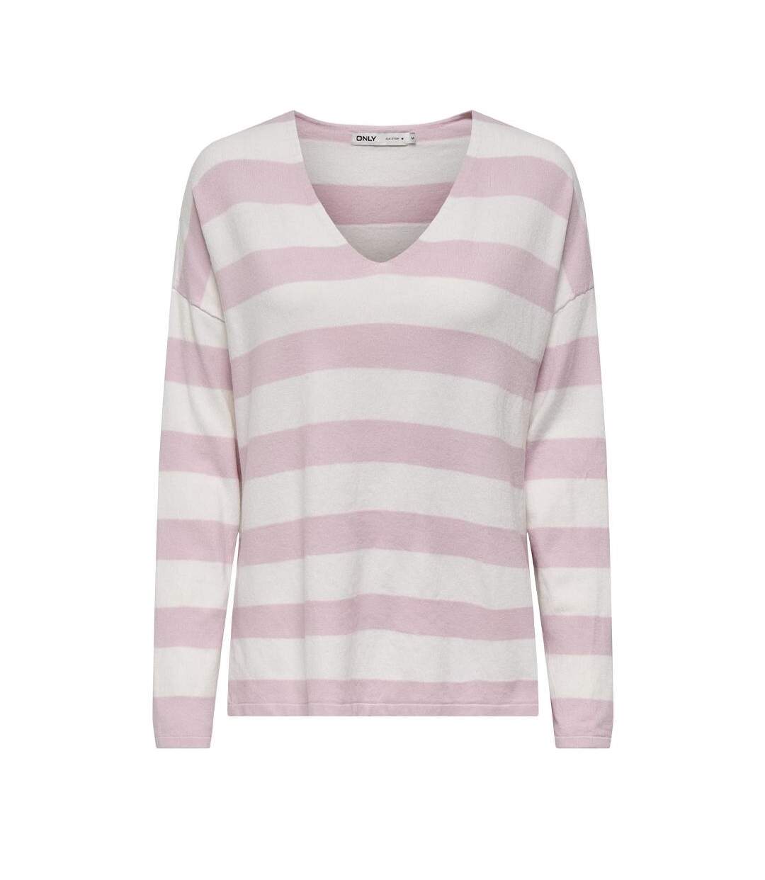 Pull rose à rayures femme only chianti - l-1