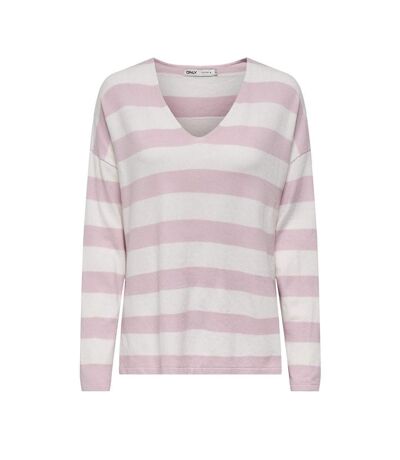 Pull rose à rayures femme only chianti - l