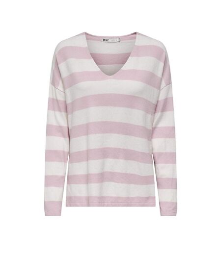 Pull rose à rayures femme only chianti - l