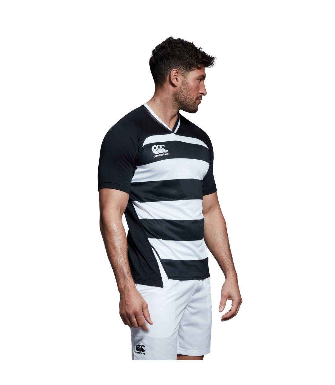 Mens Evader Vapodri Hoop Detail Jersey Black Canterbury-4