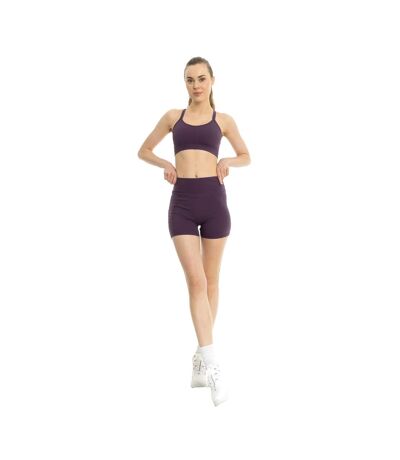 Womens/ladies Summer Pocket Sweat Shorts Plum Lookus
