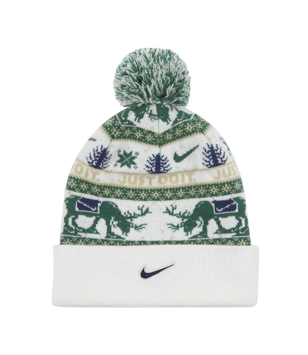 Peak Reindeer Bobble Hat White Fir Green Brown Nike-2