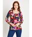 T-shirt évasé long col carré imprimé-1