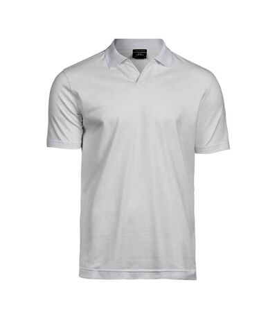 Tee Jays Mens Stretch V Neck Polo Shirt (White)