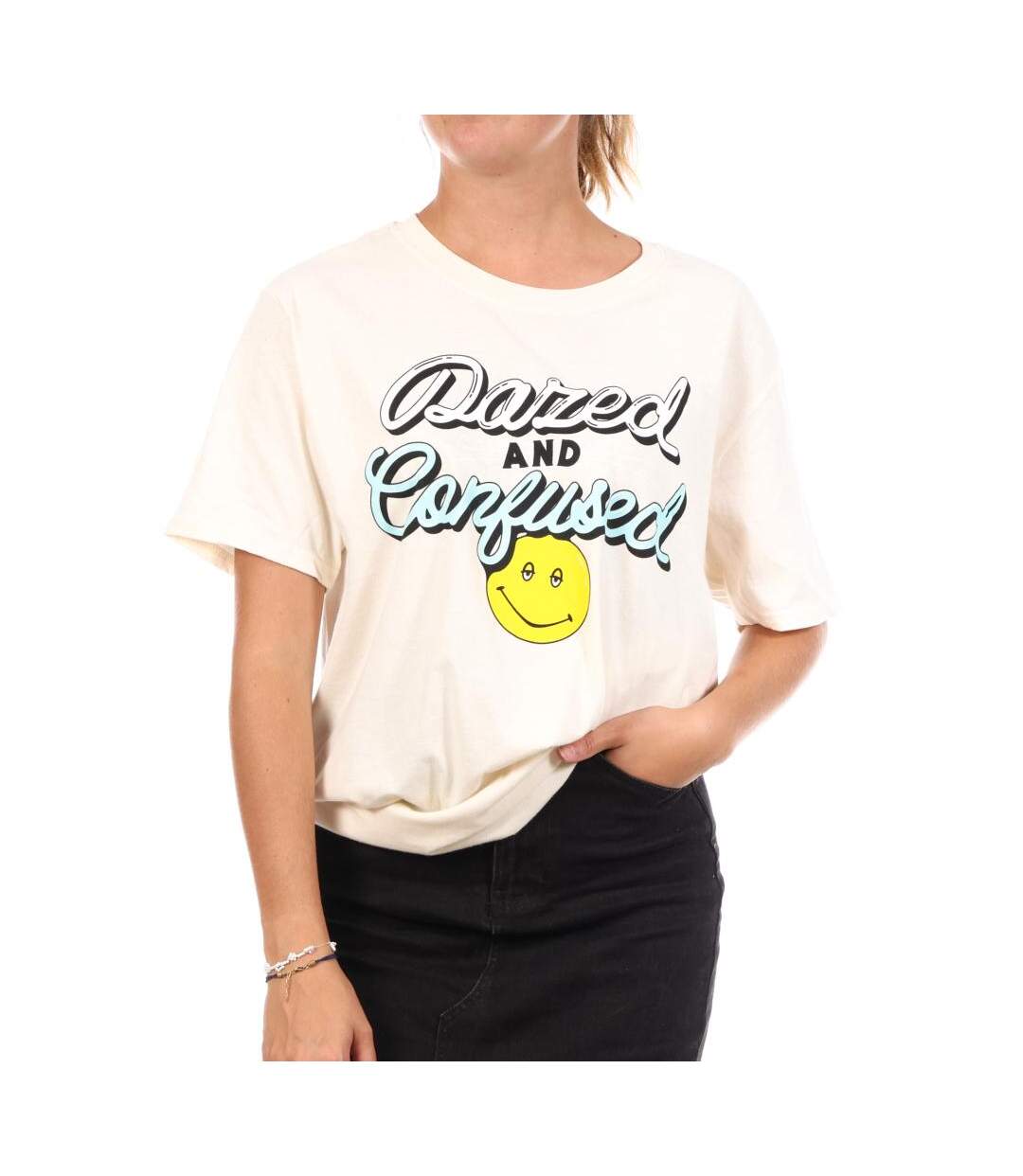 T-Shirt blanc femme disney  dazed & confused  script-1