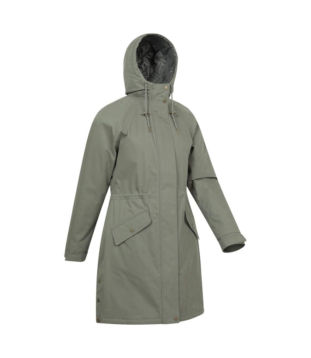 Womens/ladies polperro lightweight padded waterproof jacket khaki green Mountain Warehouse-3