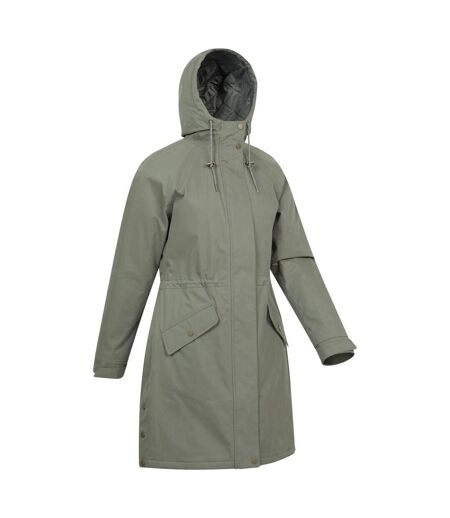 Womens/ladies polperro lightweight padded waterproof jacket khaki green Mountain Warehouse