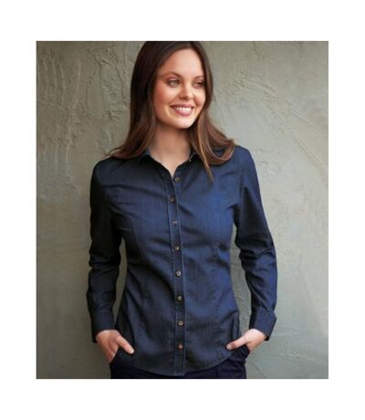 Womens/ladies Banff Long Sleeve Chambray Shirt Denim Brook Taverner