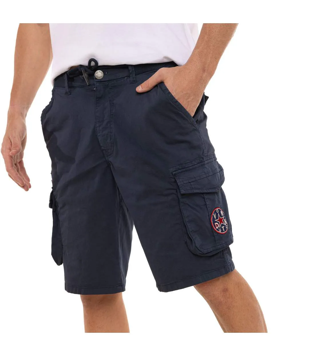 Bermuda cargo homme ceinture élastiquée et poches avec patchs Piston Vondutch-5