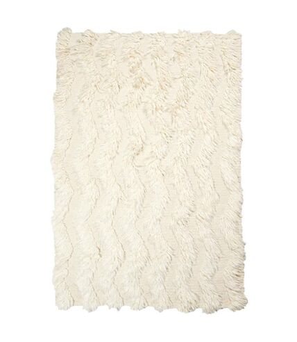 Tapis shaggy fait main en laine motif uni FLOKATA