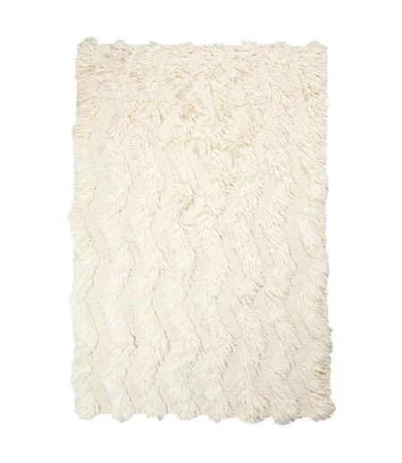 Tapis shaggy fait main en laine motif uni FLOKATA