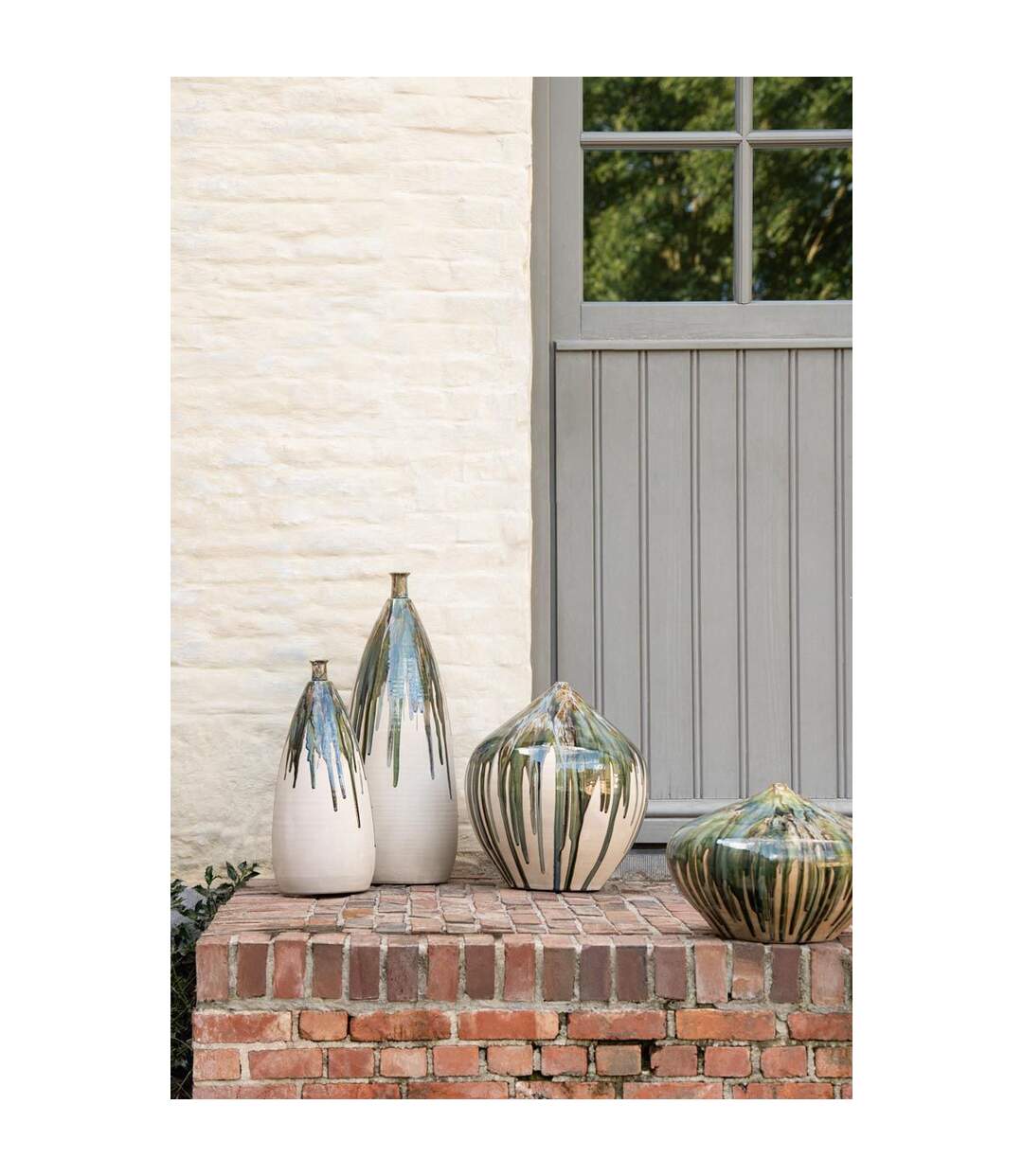 Vase Déco en Céramique Peinture 73cm Vert-4