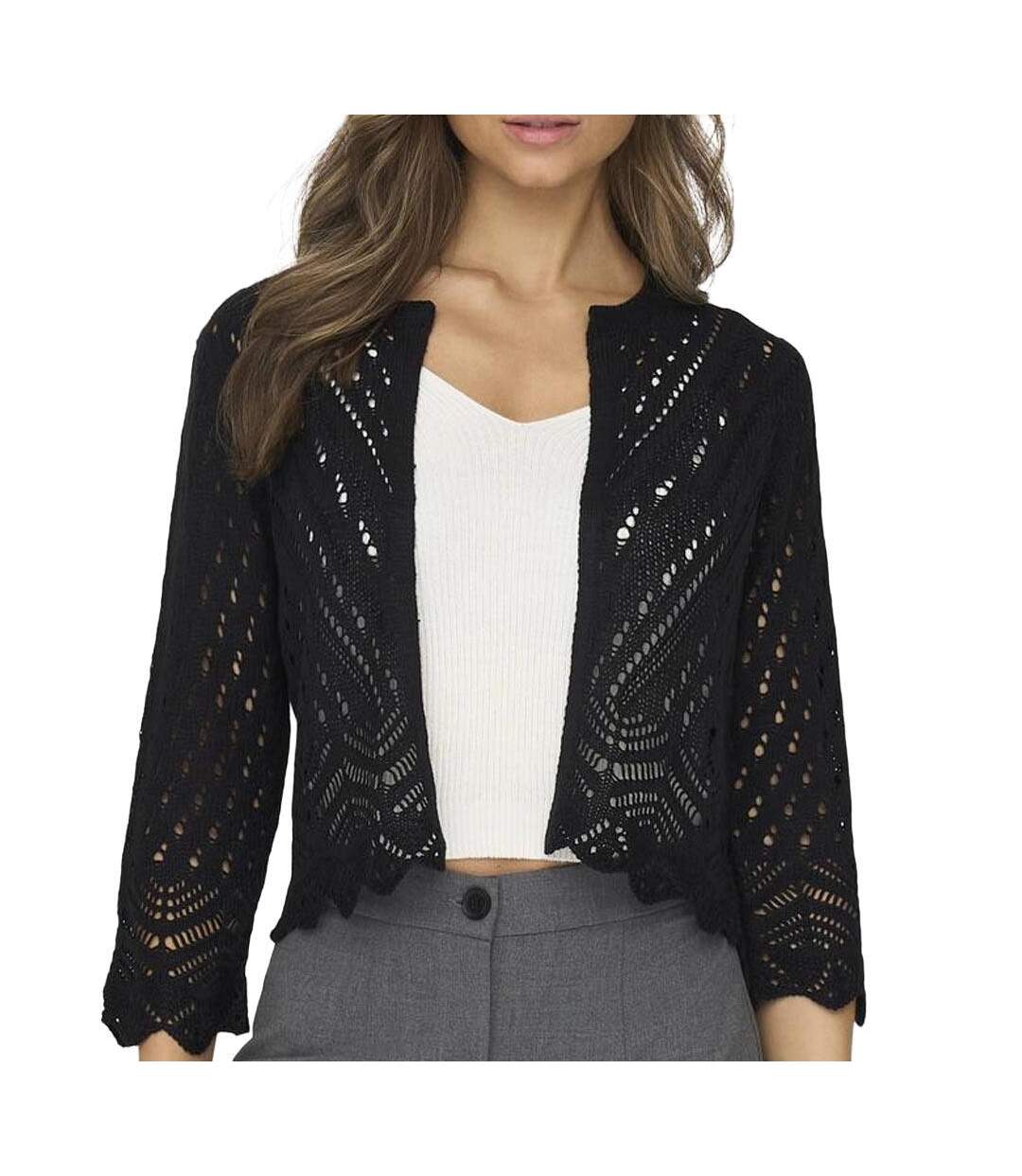 Cardigan noir femme jdy sun 3/4 cropped-1