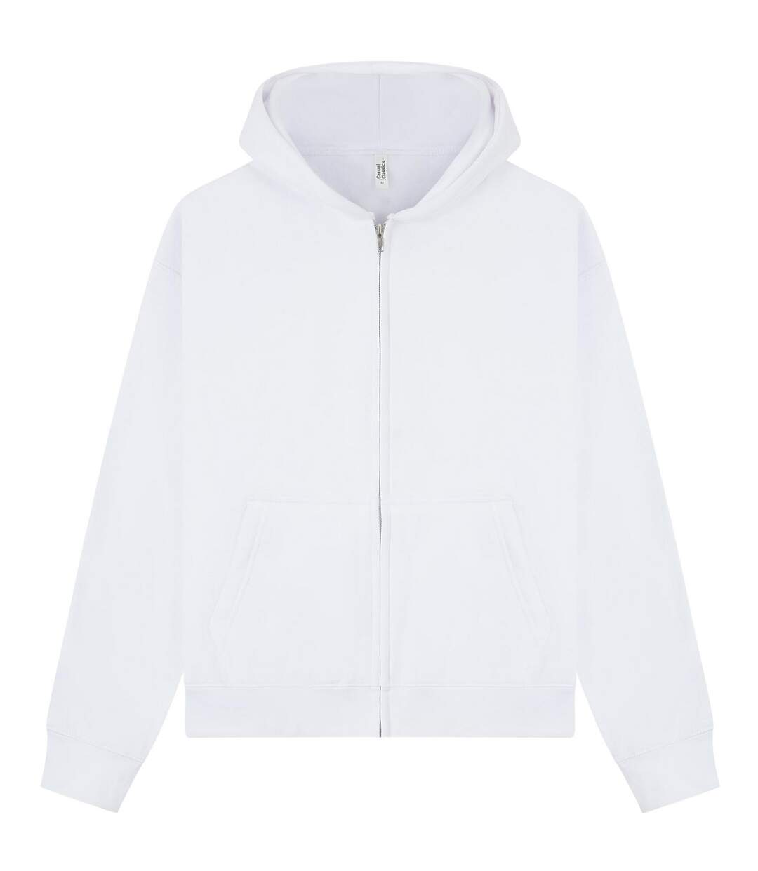 Unisex adult premium boxy oversized full zip hoodie white Casual Classics-2
