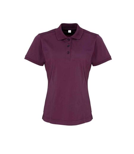 Polo coolchecker femme aubergine Premier