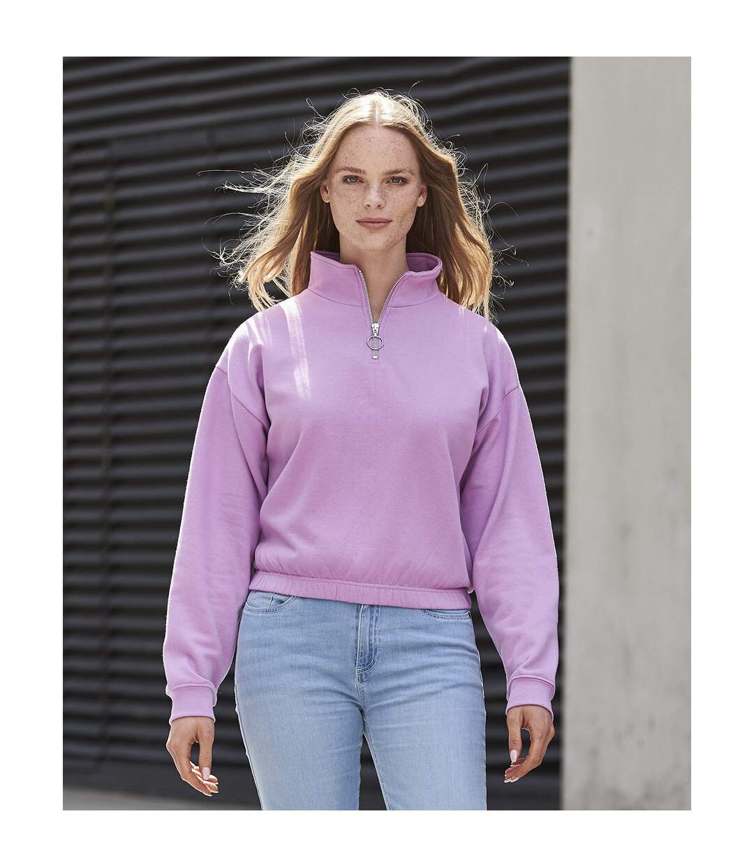 Womens/ladies just hoods crop sweatshirt lavender Awdis