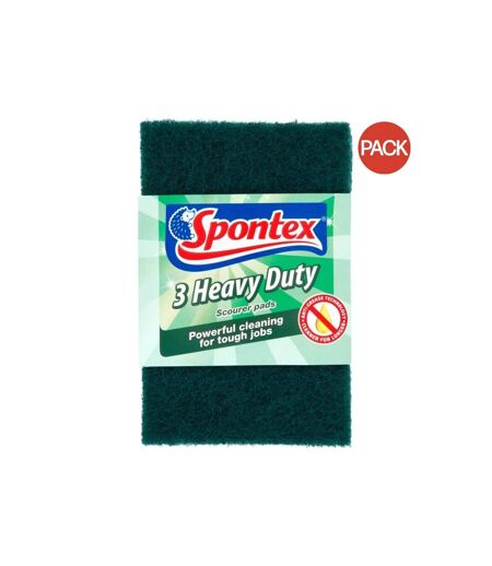 Pack of 3  Heavy duty scourer pads  one size green Spontex