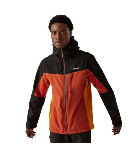 Mens Birchdale Waterproof Hooded Jacket Red Ochre Black Regatta