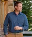 Men's Micro-Patterned Poplin Shirt - Navy Blue Ecru-1