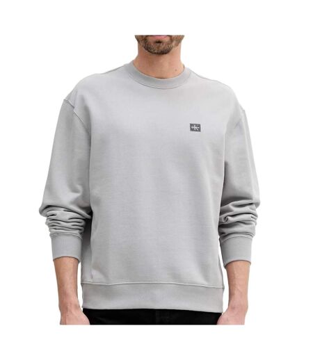 Sweat gris homme calvin klein jeans badge terry - l