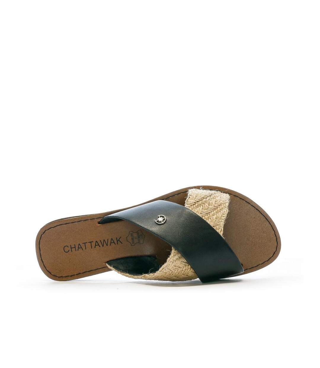 Claquettes croisées noires femme chattawak brana-4