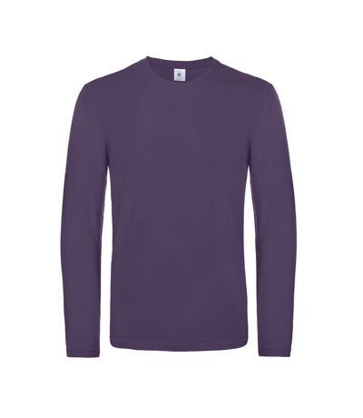 Mens #e190 plain long-sleeved t-shirt urban purple B&C