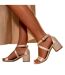 Womens/ladies amber strappy satin peep toe medium block heel sandals off white Where´s That From