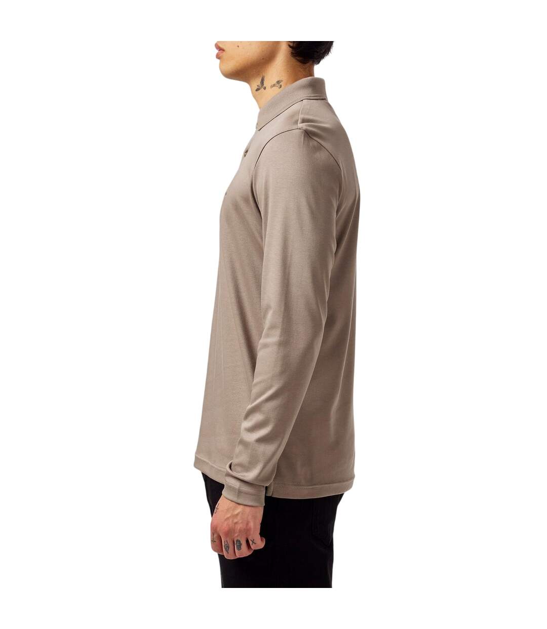 Mens Pirol Logo Long-sleeved Polo Shirt Taupe Boss-4
