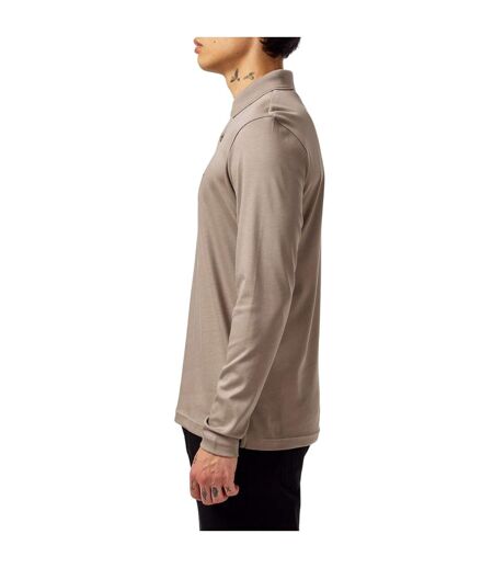 Mens Pirol Logo Long-sleeved Polo Shirt Taupe Boss