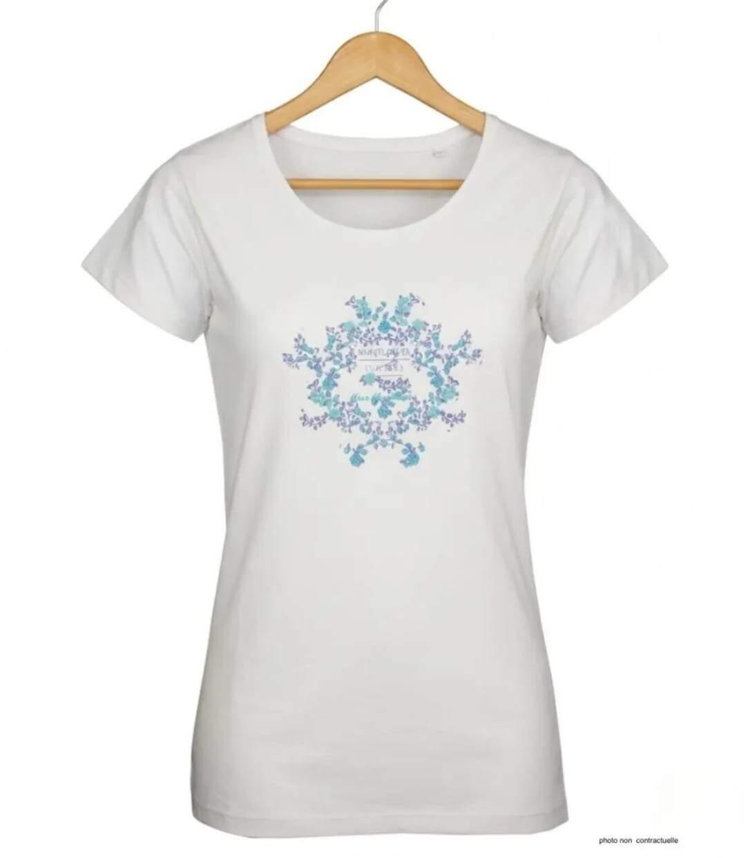 Tee-shirt Mayflower Diapo2 en coton blanc : l'élégance d'une sérigraphie artistique-2