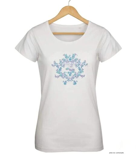 Tee-shirt Mayflower Diapo2 en coton blanc : l'élégance d'une sérigraphie artistique