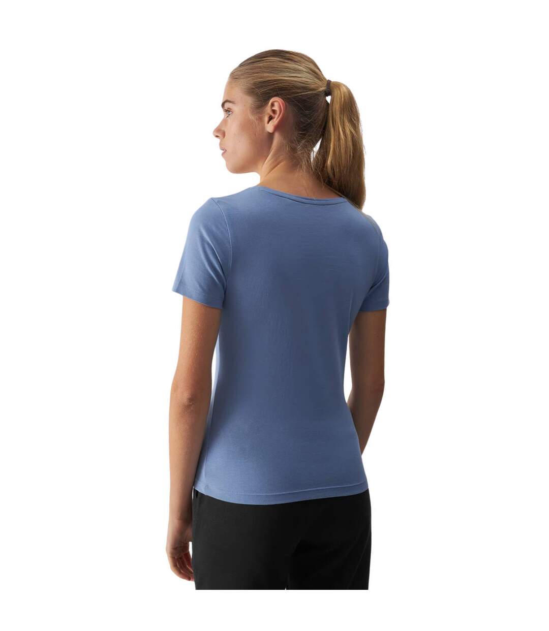 T-shirt Motif/style Logo F1649 Femme Bleu 4F-3