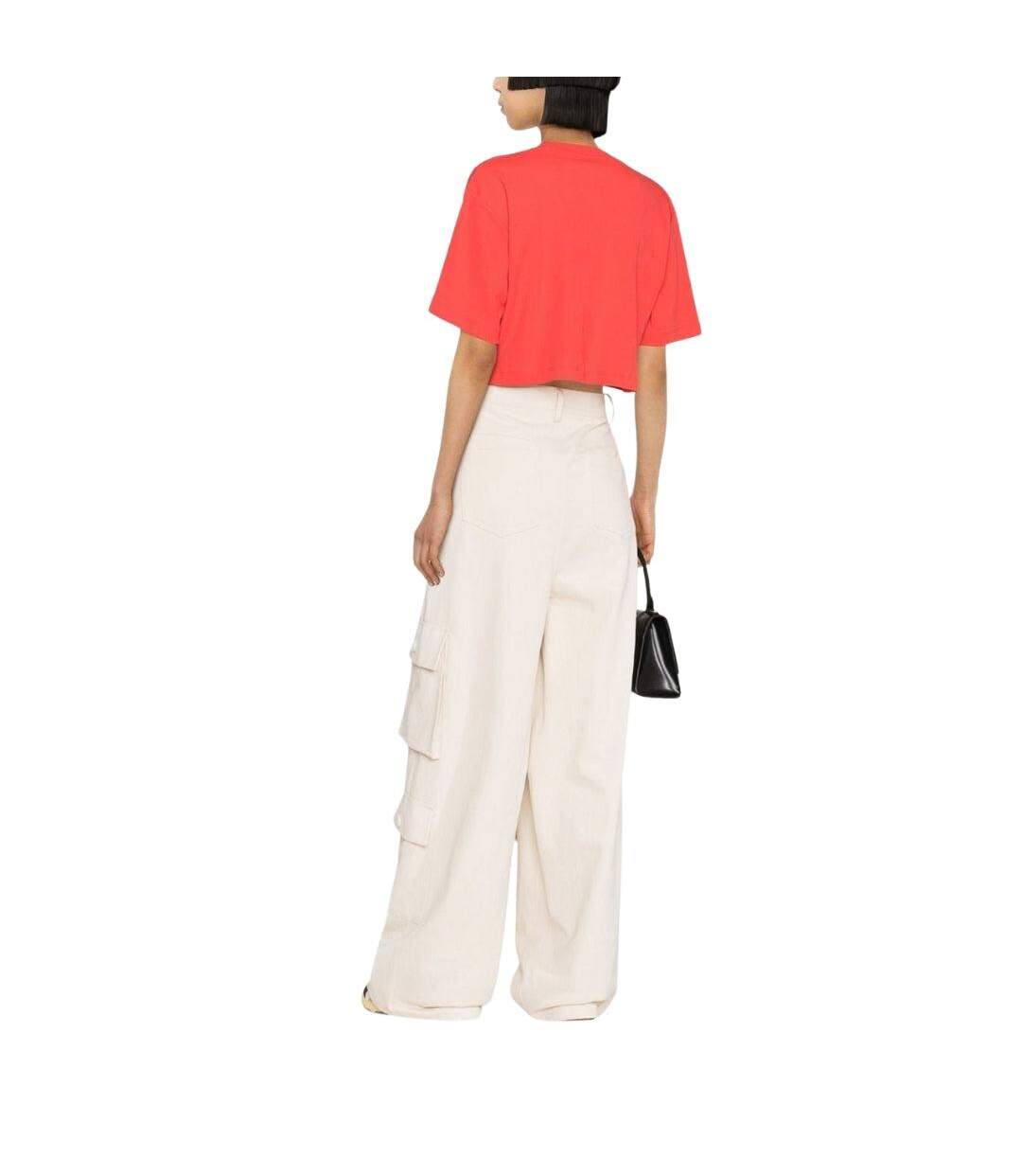 T-shirt Court Motif/style Logo Femme Rouge Off White-3