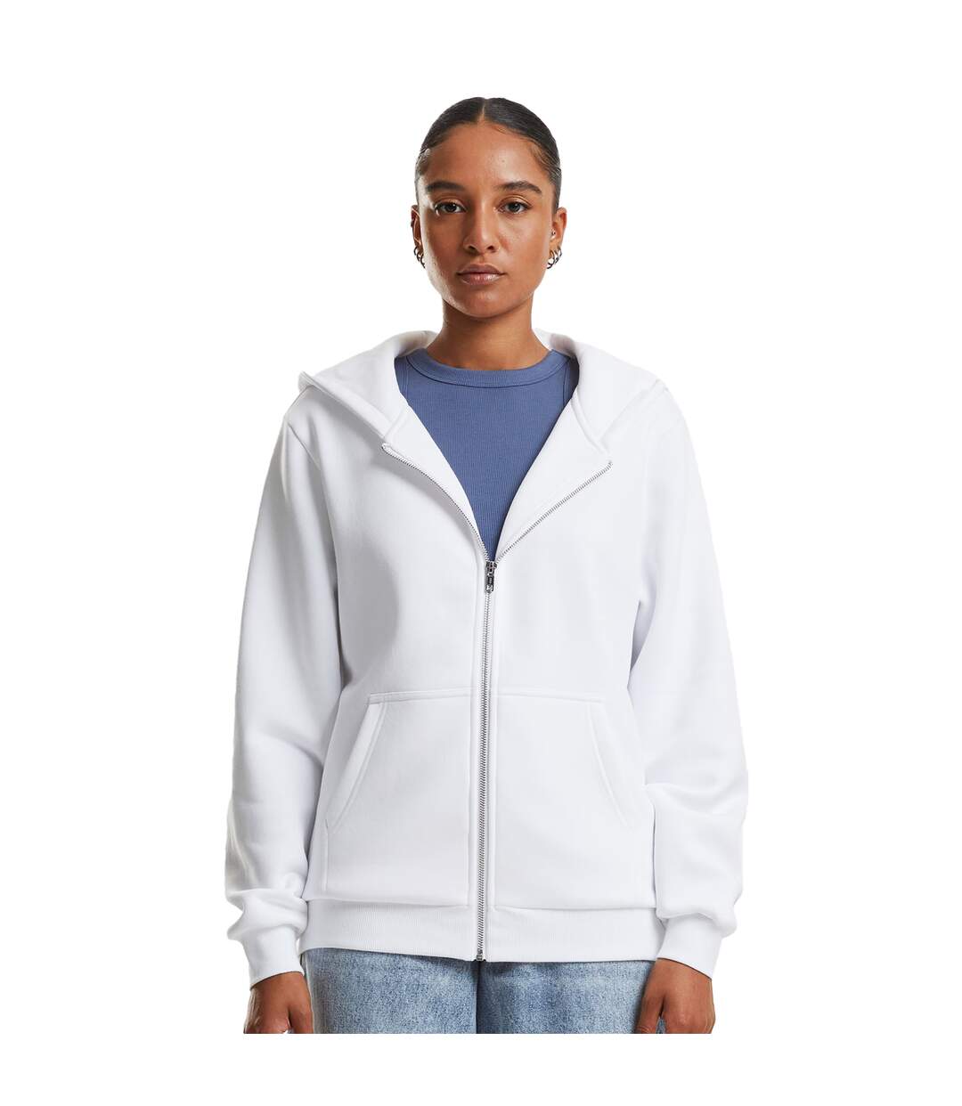 Sweat À Capuche Duveteux Femmes/ladies Blanc Build Your Brand-1