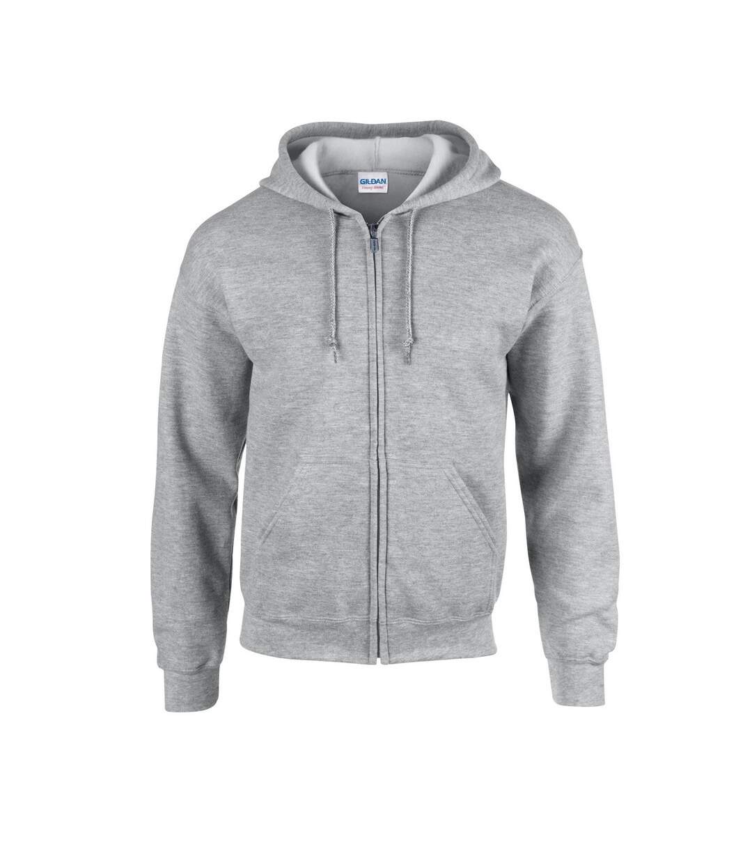 Mens heavy blend full zip hoodie sports grey Gildan-1