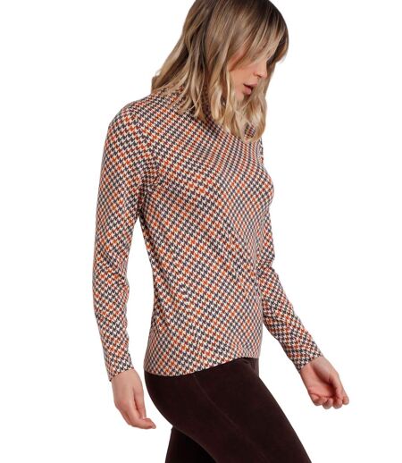 Top manches longues col montant Houndstooth Admas