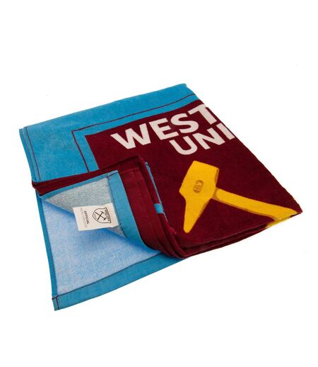 West Ham United FC Crest Beach Towel (Sky Blue/Claret Red)
