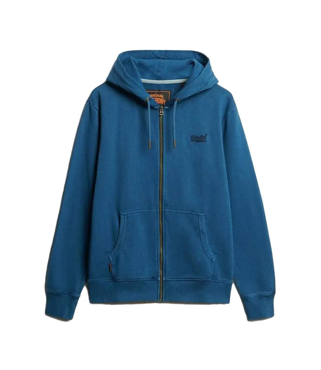 Sweat zippé bleu homme superdry essential washed ziphood-1