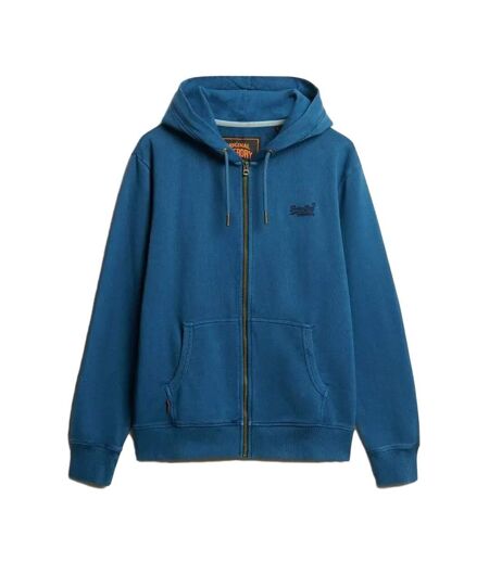 Sweat zippé bleu homme superdry essential washed ziphood