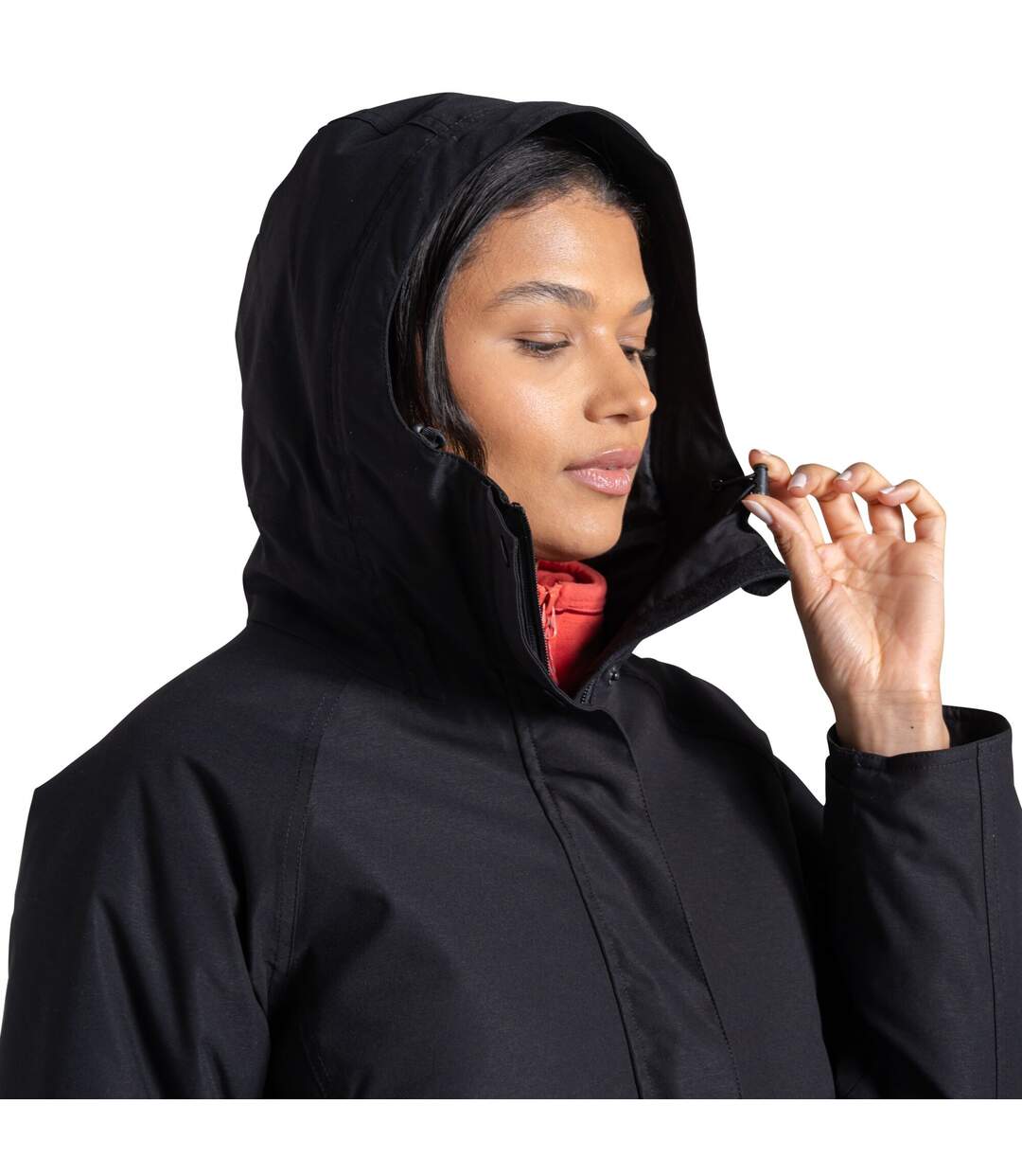 Veste Imperméable Longue Et Unie À Capuche Rosalind Femme Noir Craghoppers-4