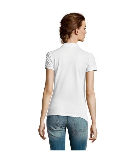 SOLS Womens/Ladies People Pique Short Sleeve Cotton Polo Shirt (White)