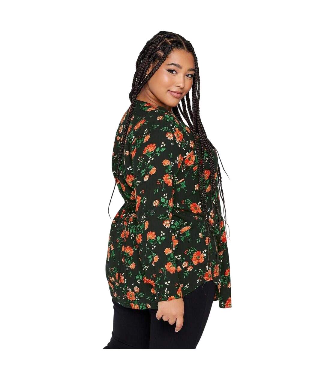 Tunique Motif/style Floral Femme Noir Rouge Yours-3