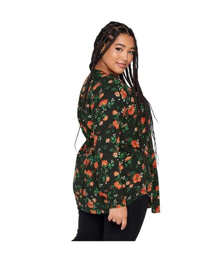 Tunique Motif/style Floral Femme Noir Rouge Yours