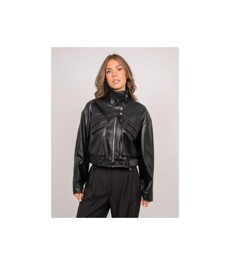 Blouson court simili cuir col montant UZAY - Dona X Lisa