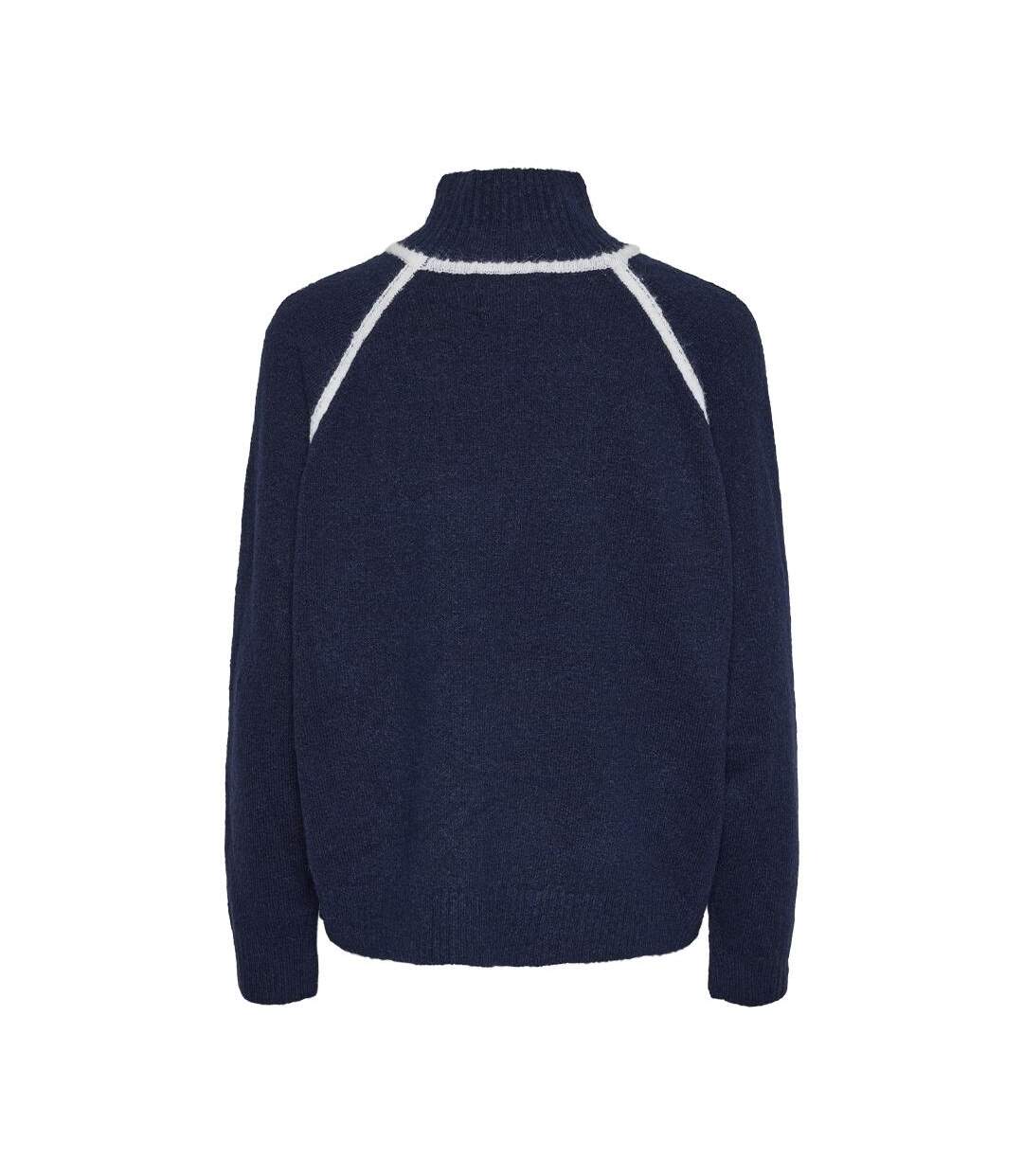 Pull marine/blanc femme pieces lola-2