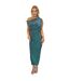 Robe Mi-longue Épaules Dénudées Motif/style Scintillant Femme Bleu Sarcelle AX Paris-1