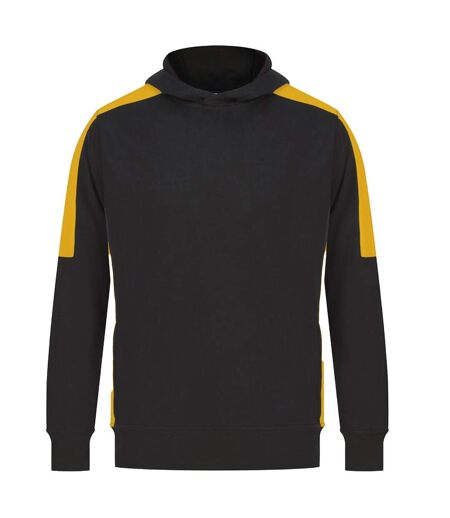 Unisex adult team contrast panel hoodie black/gold Finden & Hales