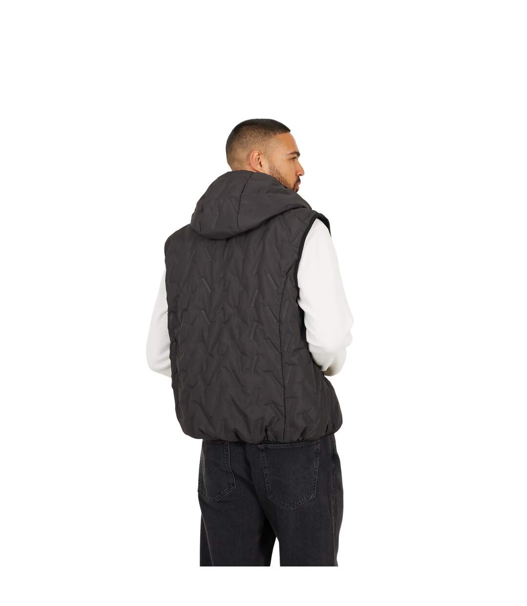 Mens Inferno Hooded Heat Sealed Baffles Gilet Black Brave Soul-3