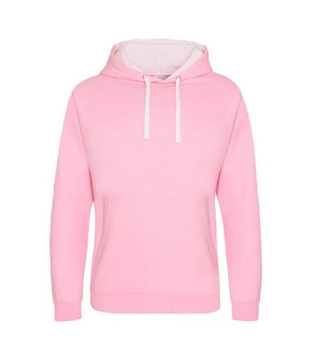 Sweat À Capuche Varsity Adulte Rose Clair Blanc Awdis