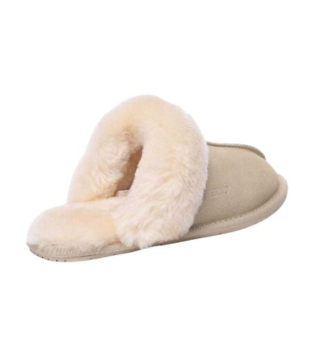 Womens/ladies Suede Slippers Sand EverAu
